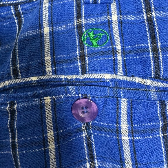 Men’s Blue Plaid Golf Knickers Pants with Green Cuffs. Comfort Elastic Sides. - Picture 4 of 12